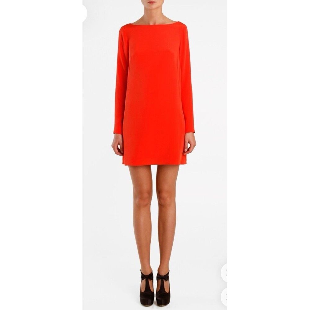 Tibi Long-Sleeve Crepe Mini Cocktail Dress Red‎ Zipper Valentine sz 12 NWT $495